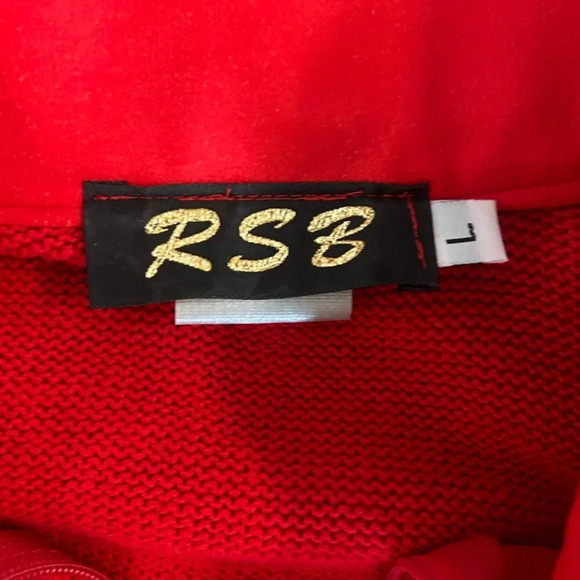 Vintage 80s Red Bling Collared 100% Cotton Sweater by RSB Size Large - Picture 4 of 9